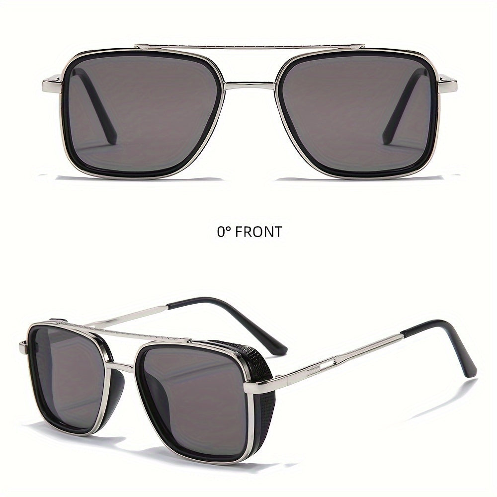 Lunettes carrées style hippie à monture métallique style punk rétro - Topdecheztop.fr