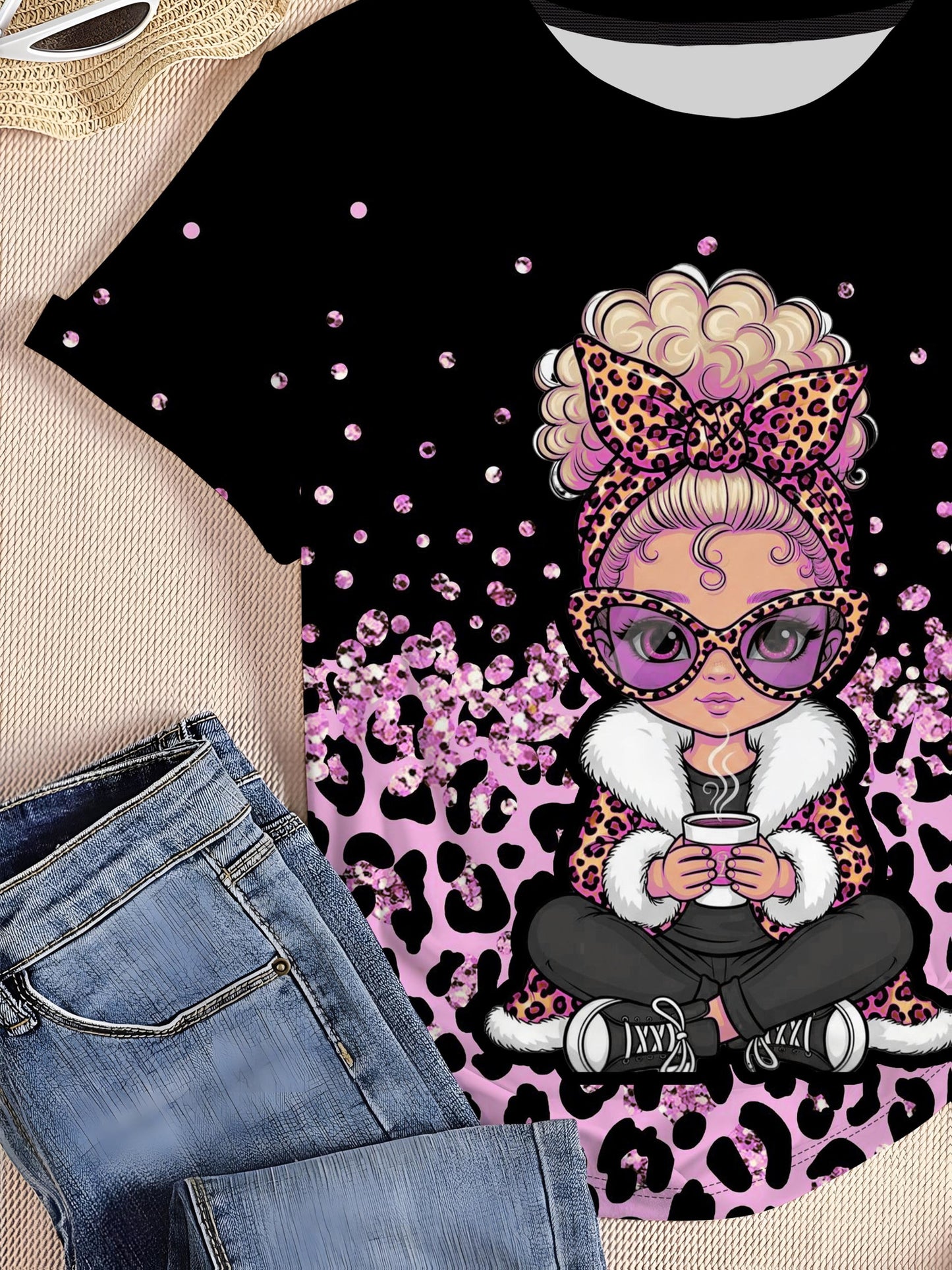 T-shirt à manches courtes et col rond pour femme