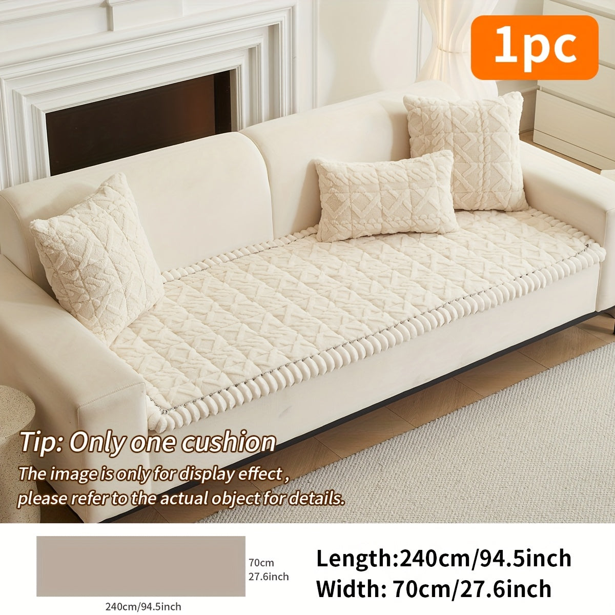 Coussin de canapé matelassé doux (1 pièce), housse de canapé épaisse en polyester pour plus de chaleur en automne et en hiver, décoration intérieure adaptée aux canapés 2, 3 ou 4 places.