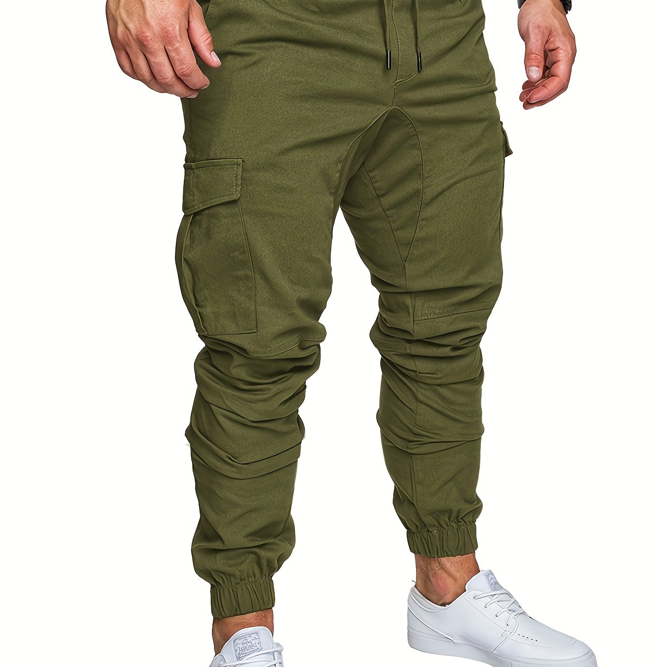Pantalon cargo robuste pour homme avec design multi-poches, taille réglable