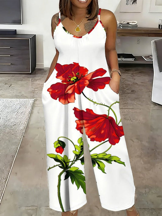 Combinaison pantalon ample à jambes larges et imprimé