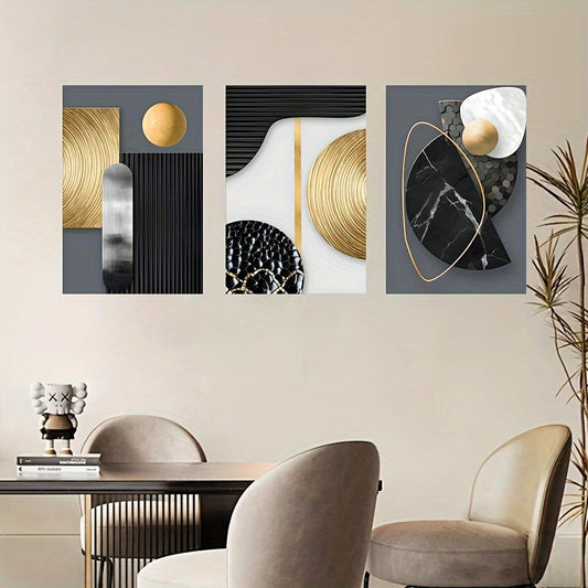 Ensemble de 3 tableaux décoratifs 2D sans cadre, style graphique