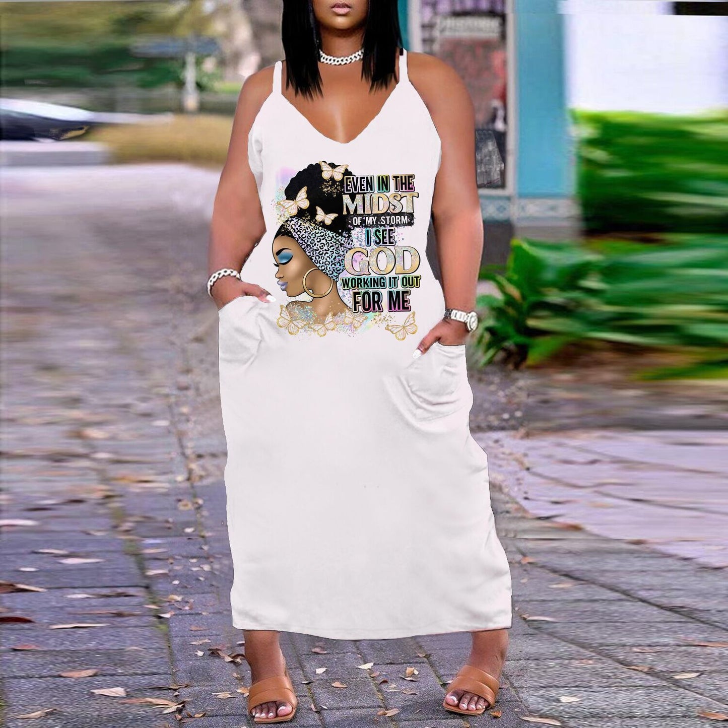 Robe imprimée sexy à col en V, coupe ample et ajustée, grande taille, style européen et américain