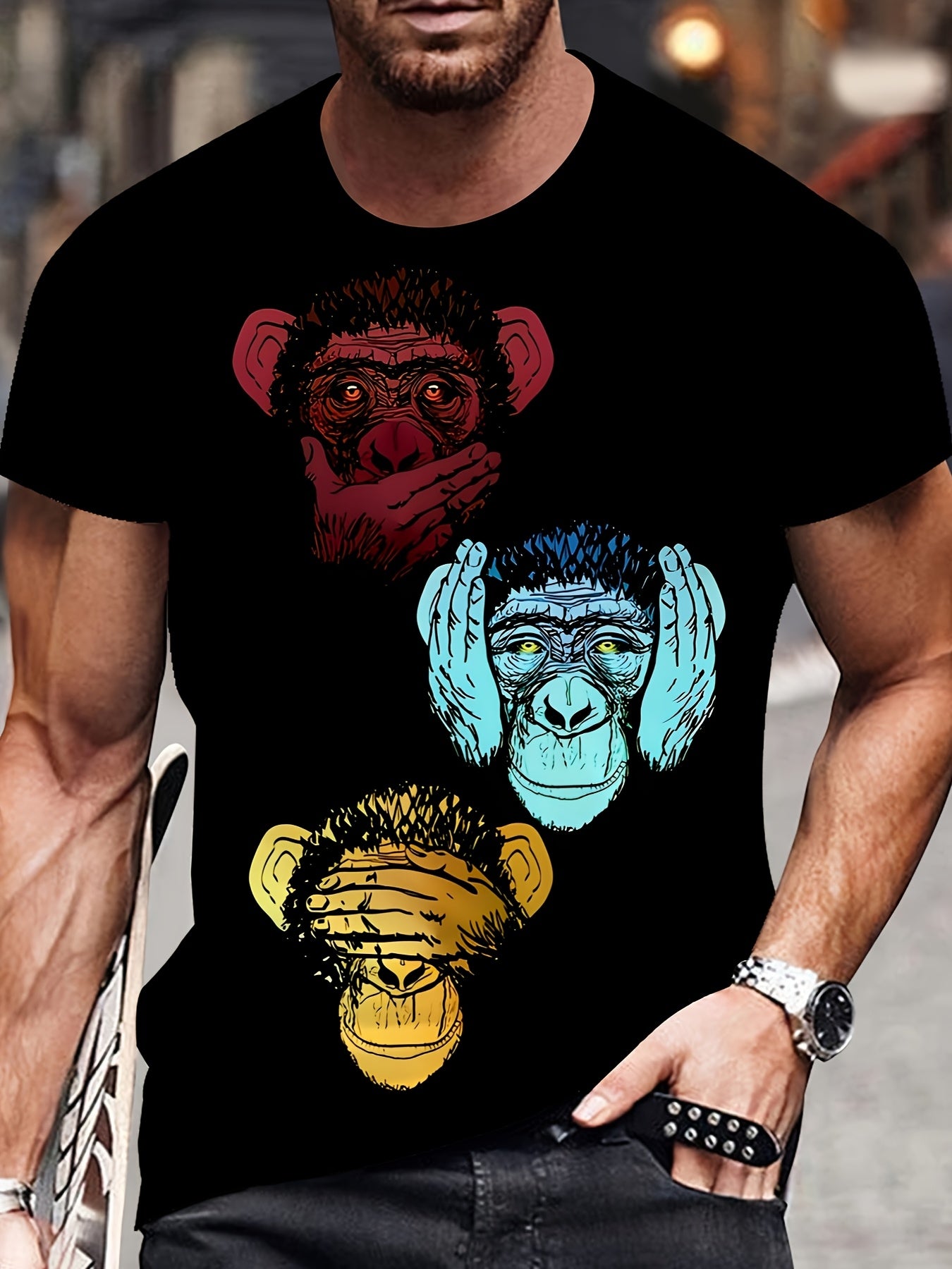 T-shirt homme fantaisie à imprimé 3D