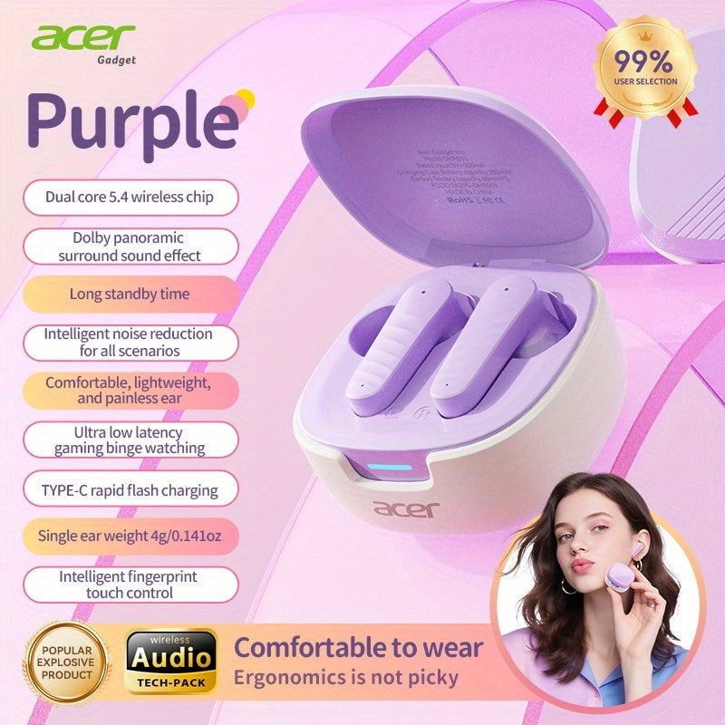 Écouteurs intra-auriculaires sans fil Acer avec chargement USB-C, son stéréo