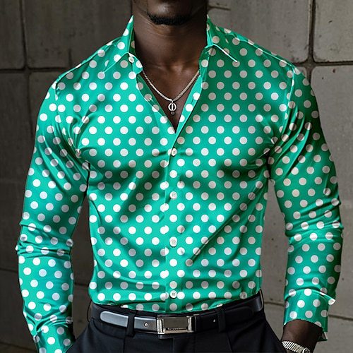 Chemise imprimée à pois 3D à manches longues et coupe ample