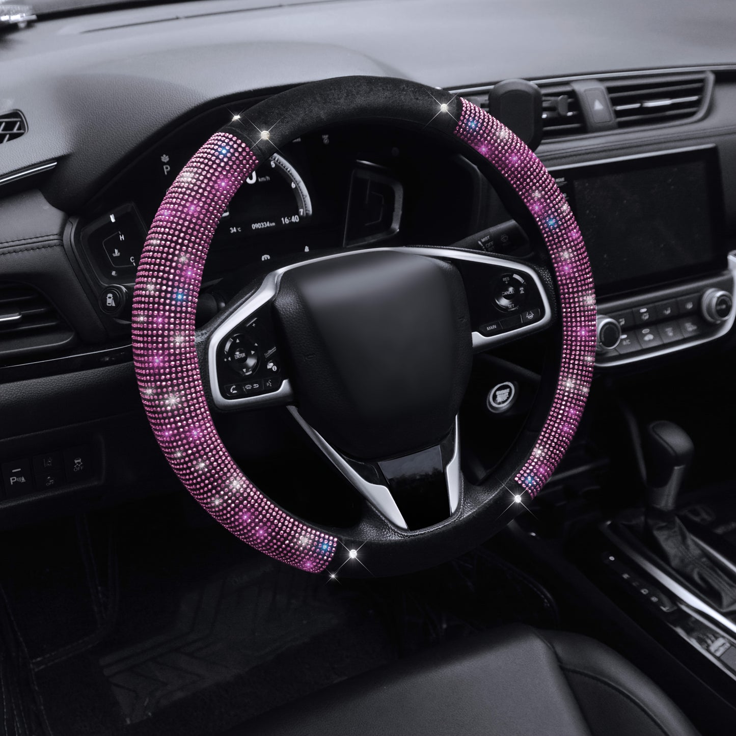Transformez votre intérieur automobile avec cette housse de volant ornée de diamants