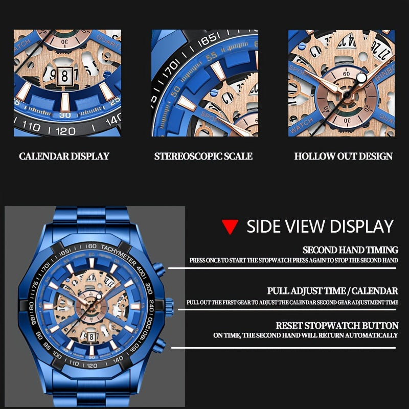 Montre Binbond Hollow Quartz étanche pour homme - Topdecheztop.fr