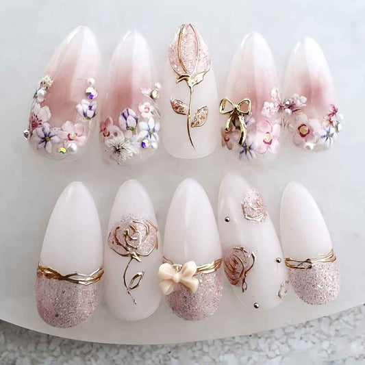 Three-Dimensional Floral Blush with a Bow And Sparkling Diamonds, Exuding a Gentle And Elegant Vibe, Suitable for Women in a Western Style, Featuring Detachable Wear.