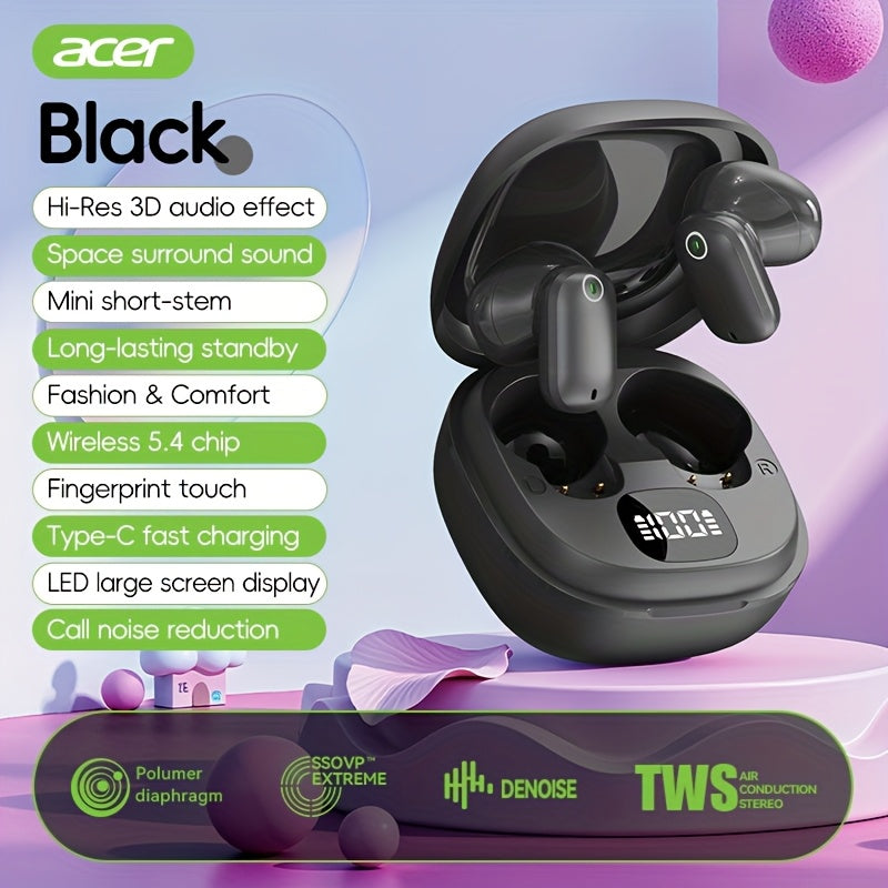 Écouteurs sans fil Acer, semi-intra-auriculaires à réduction de bruit