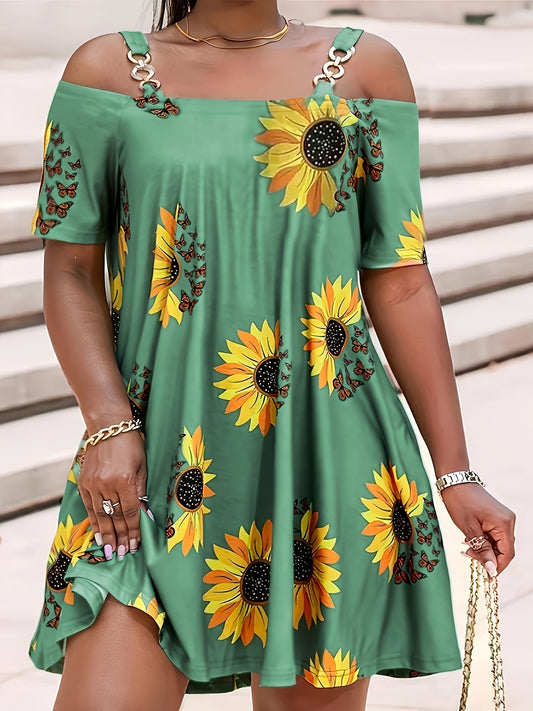 Robe grande taille à épaules dénudées et imprimé - Topdecheztop.fr