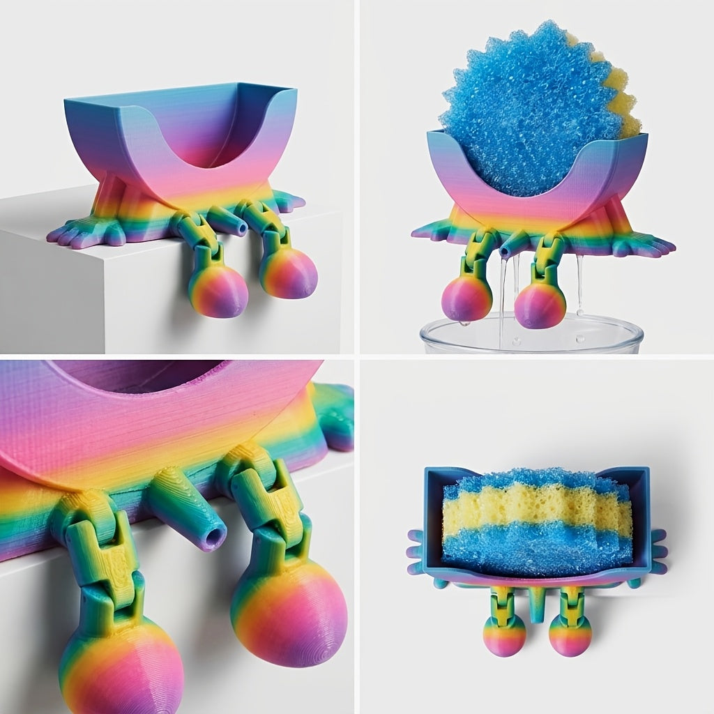 Support éponge d'évier imprimé en 3D, support éponge pour évier de cuisine, organisateur de cuisine amusant, pour salle de bain, appartement, hôtel, restaurant, comptoir mural (distribution aléatoire des couleurs)