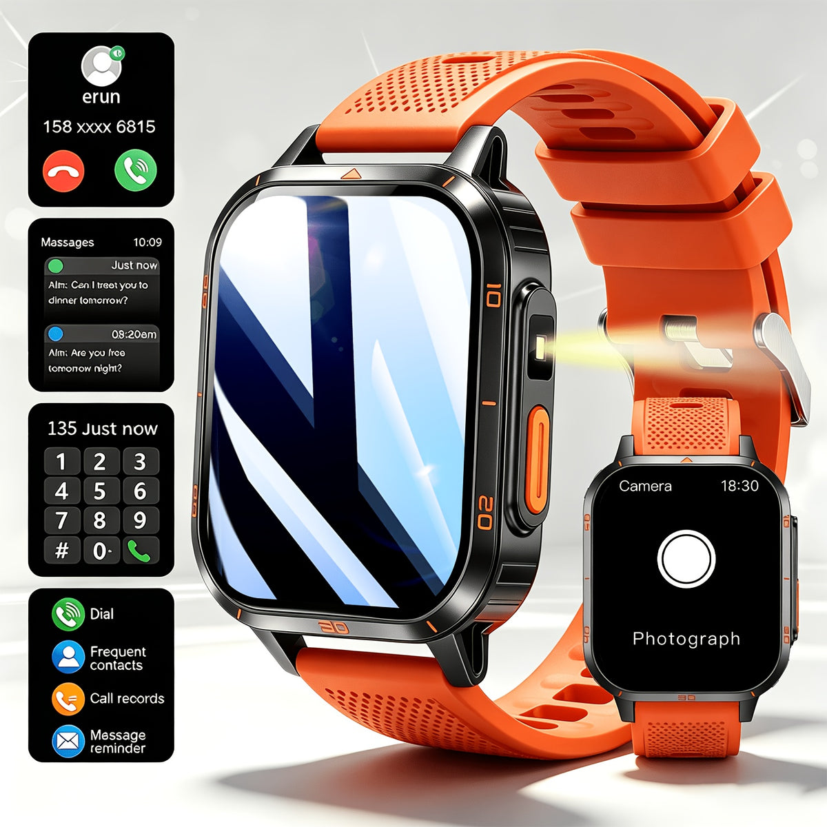 Nouvelle montre connectée multifonctionnelle, une montre connectée de sport en plein air pour hommes et femmes, prend en charge les appels sans fil/notifications de messages texte, se connecte aux téléphones iPhone/Android, et dispose d'un suivi de la condition physique, d'un contrôle de la musique
