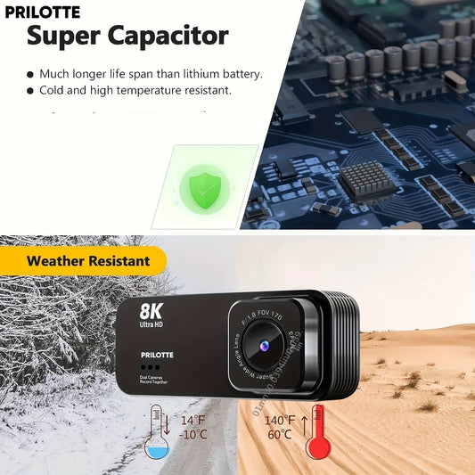 Caméra embarquée Prilotte 8K UHD - Vision nocturne infrarouge, frontale et intégrée