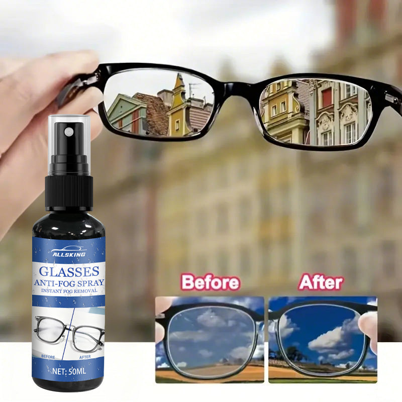 Spray antibuée nano pour lunettes, vitres de voiture, masques de natation et de ski, casques | Formule longue durée sans traces