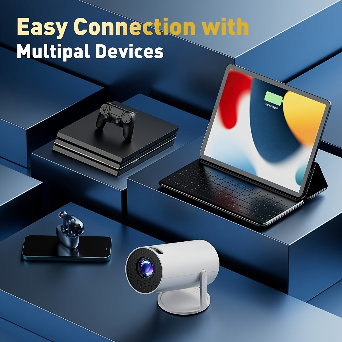 Mini projecteur Full HD 1080p, projecteur de cinéma intégré