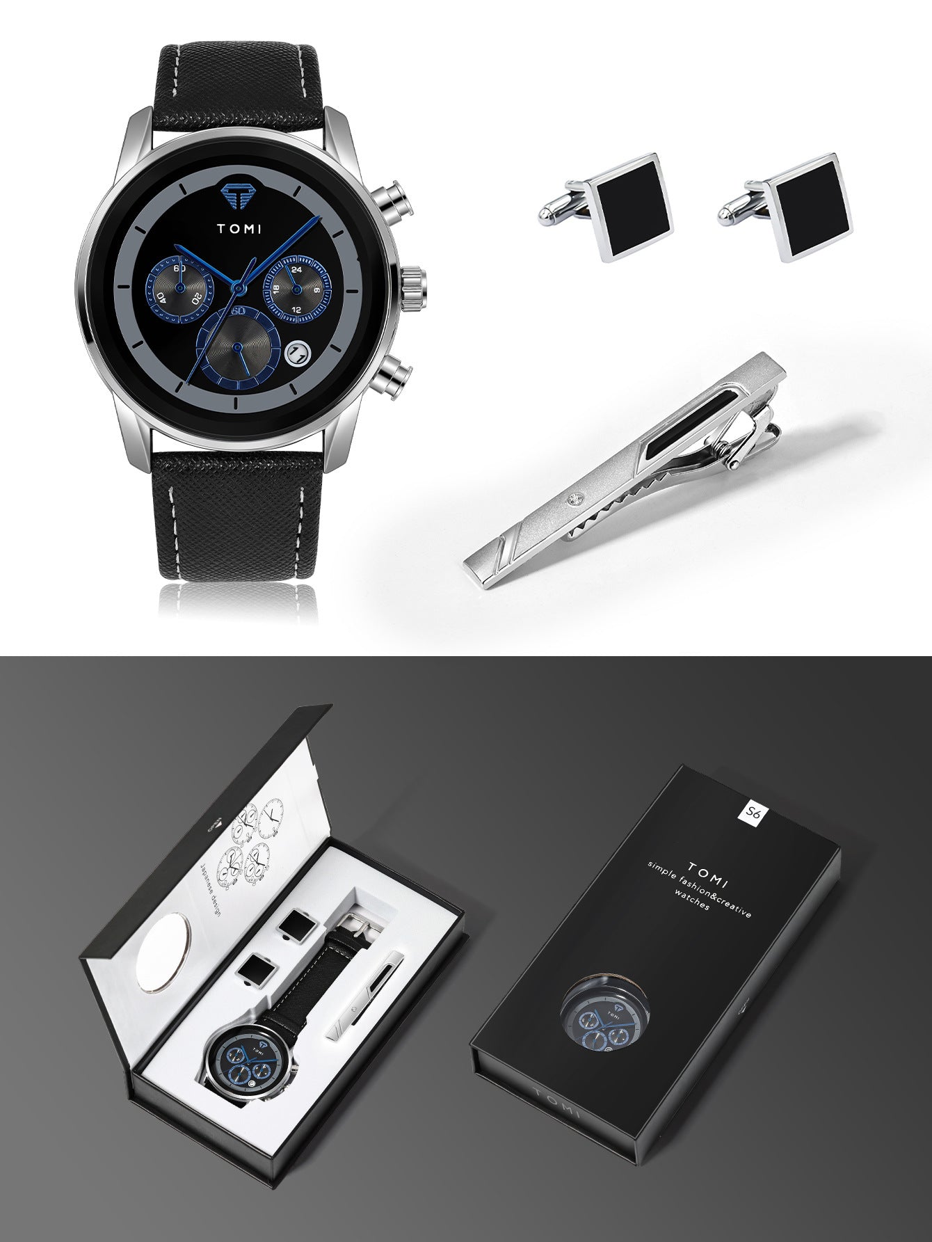 Coffret cadeau montre à quartz pour homme