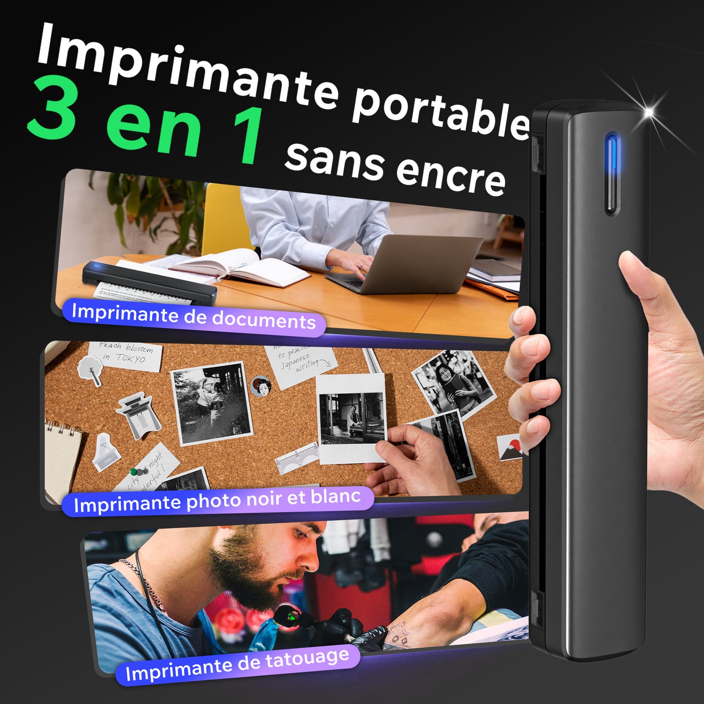 Imprimante thermique portable D810 - Connectivité sans fil et impression USB