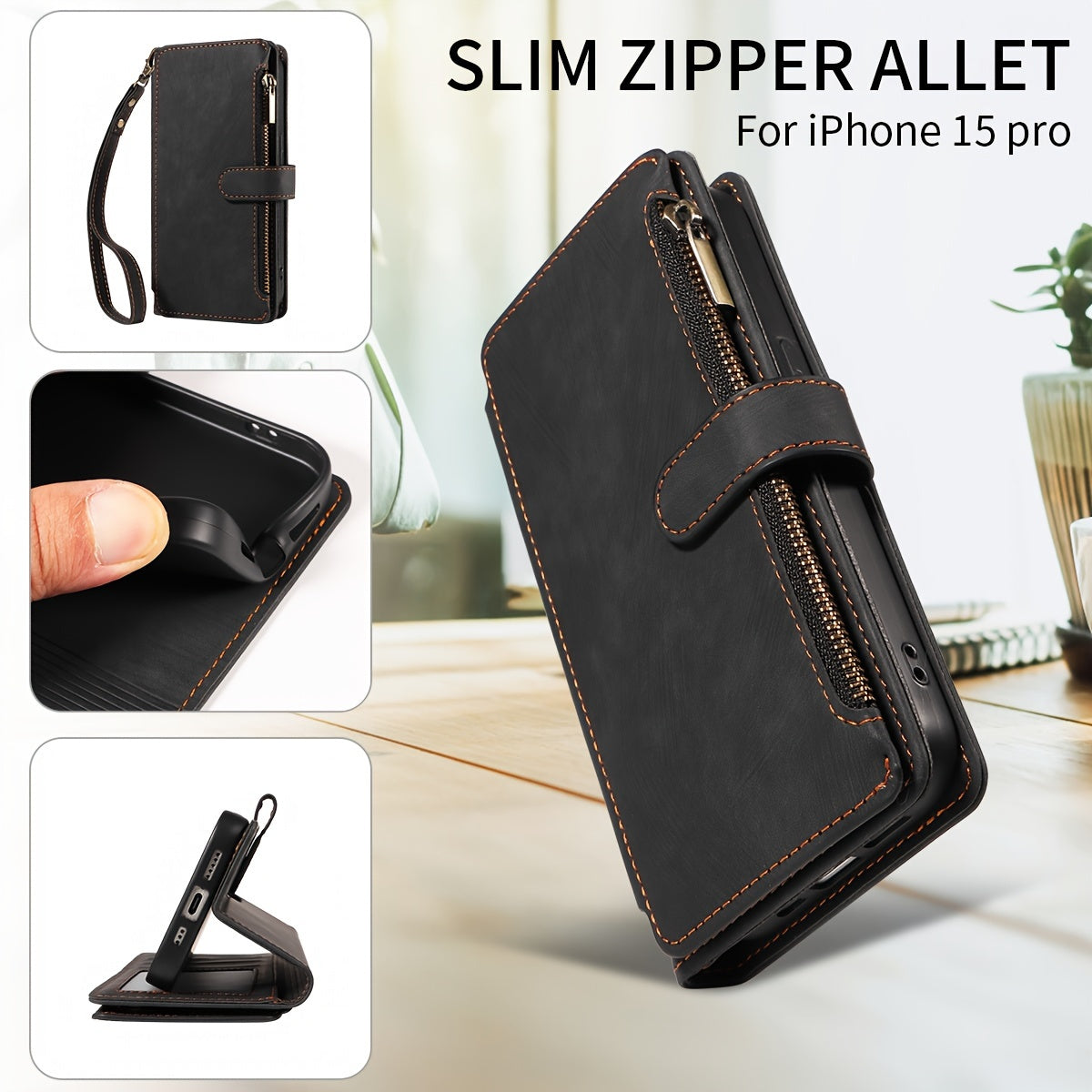 Étui portefeuille rétro en similicuir