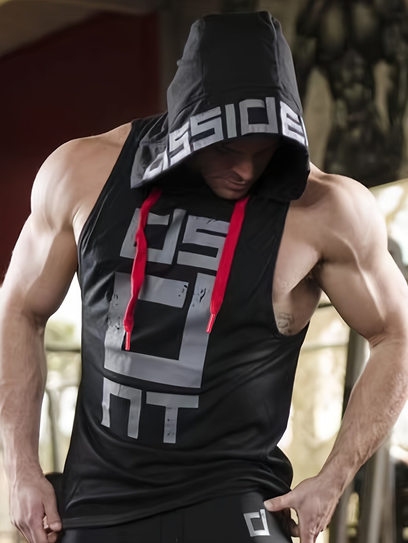 Débardeur d'entraînement à capuche haute élasticité et séchage rapide