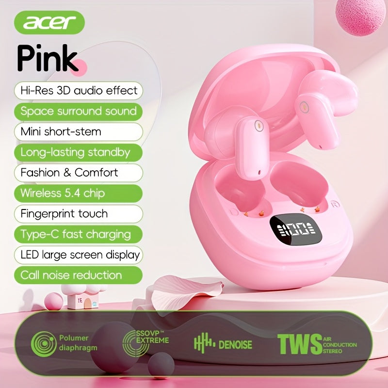 Écouteurs sans fil Acer, semi-intra-auriculaires à réduction de bruit