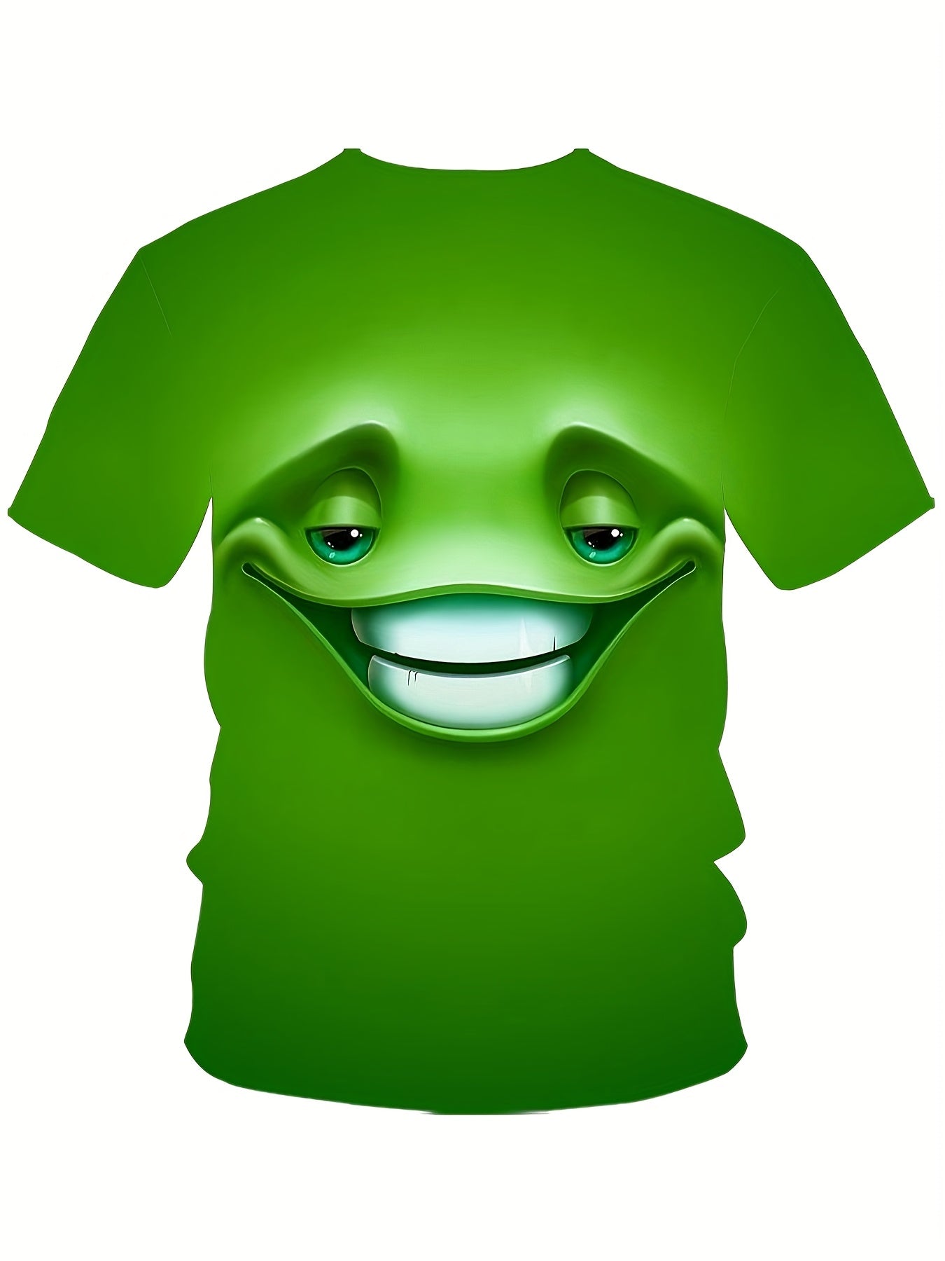 T-shirt unisexe à imprimé dessin animé, col rond vert, manches courtes