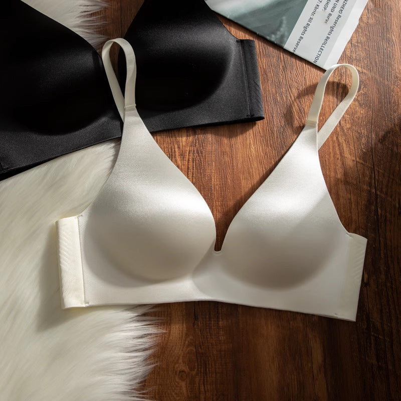 Lingerie  en satin minimaliste uni pour femme, décolleté en V profond