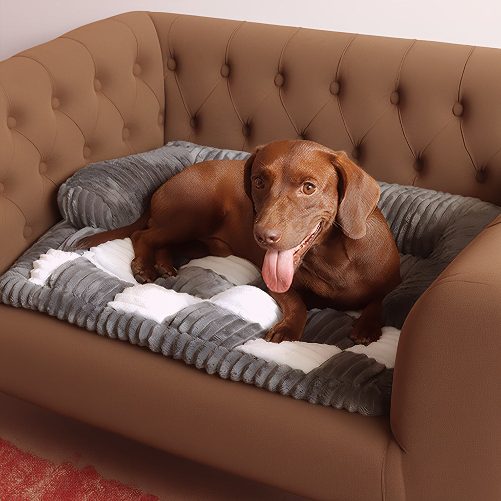 Canapé-lit pour chien à carreaux moelleux, mobilier pour animaux