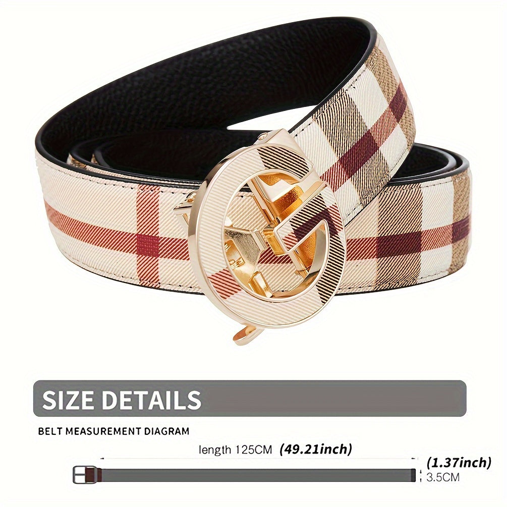 Ceinture en cuir de vachette véritable à boucle automatique G