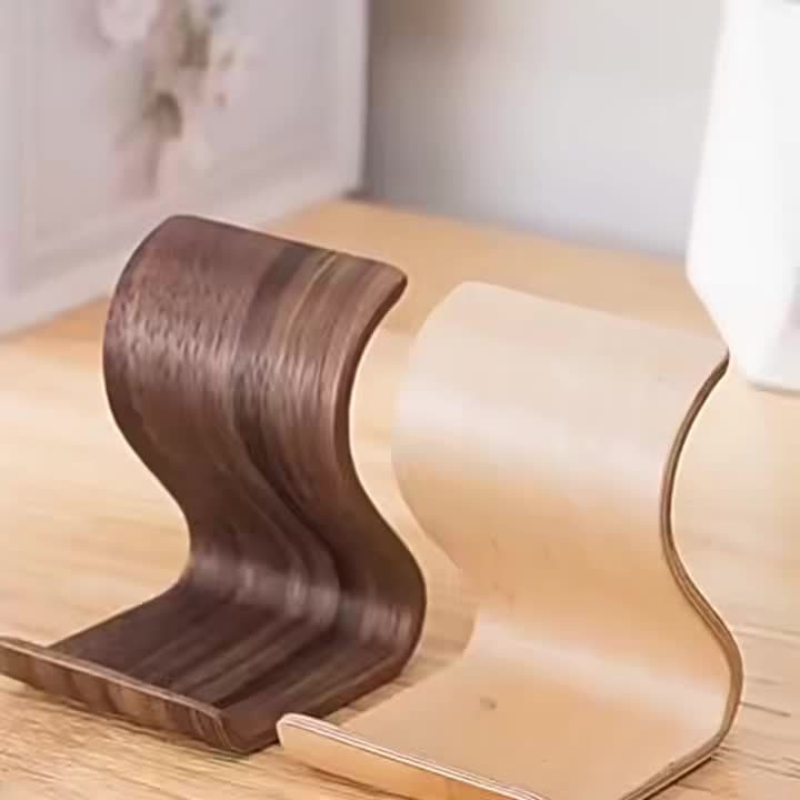 Support de bureau portable en bois pour téléphone portable