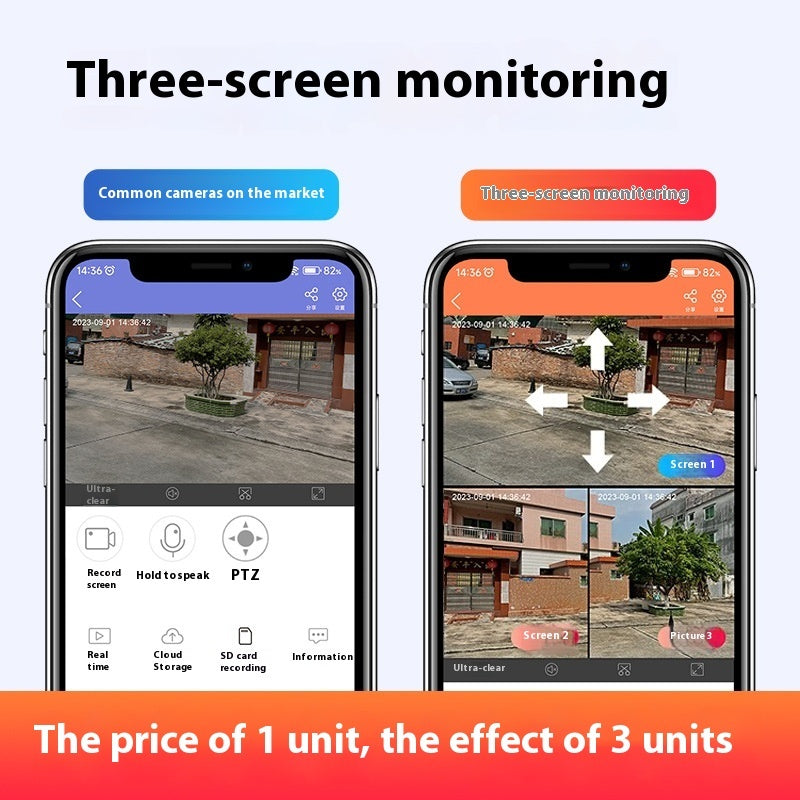 Surveillance par caméra sans fil à double écran, vision nocturne HD pour la maison