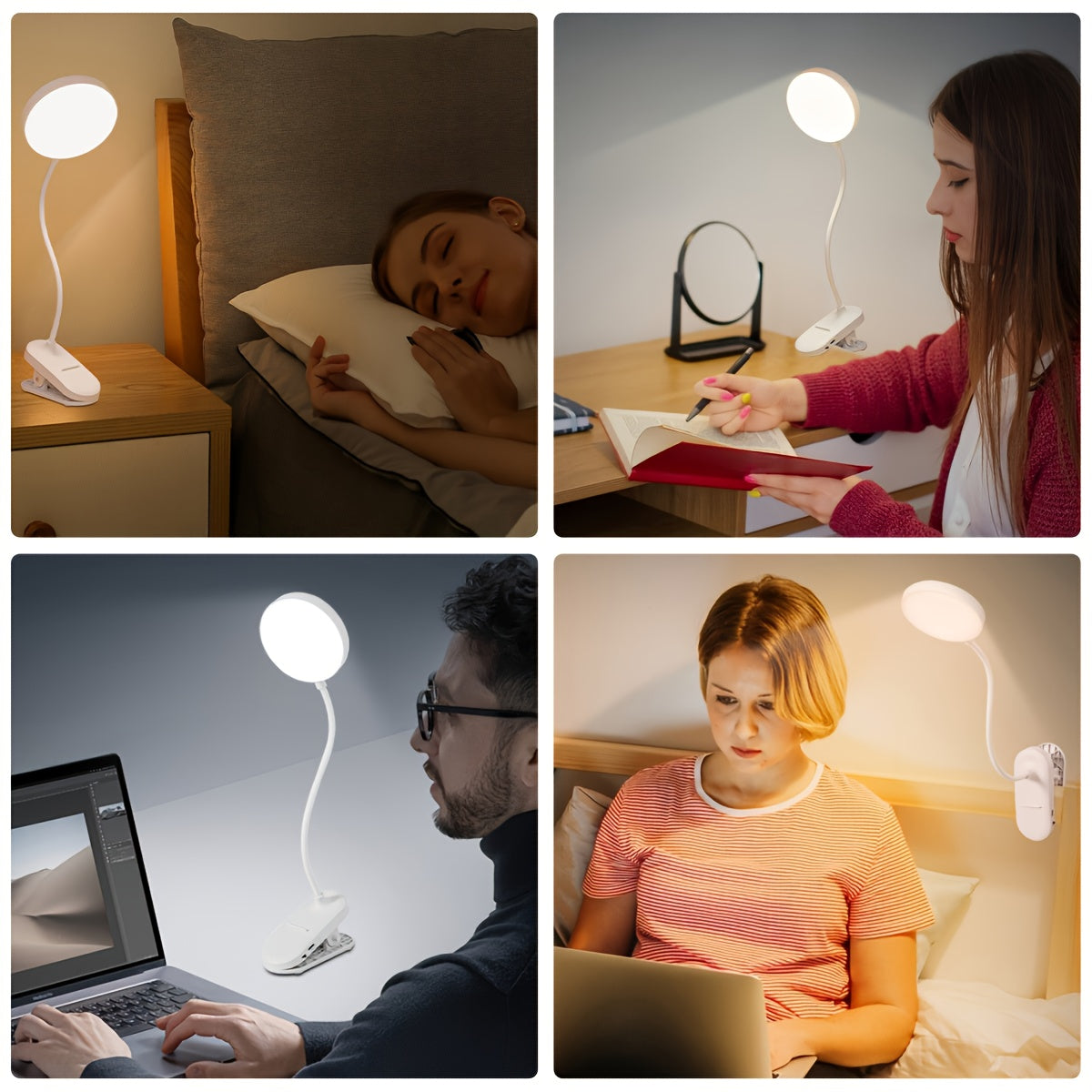 Lampe de bureau LED (1 pièce), lampe de lecture à pince tactile