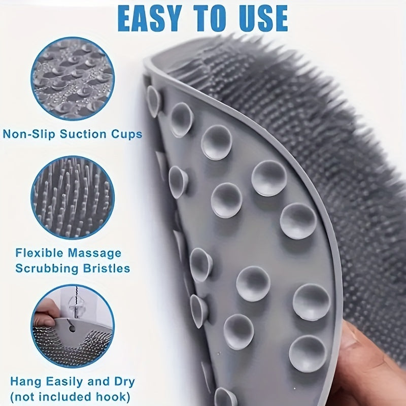 1pc Foot & Back Shower Scrubber, Silicone Bath Massage Pad, Wall Mounted Body Back Scrubber, Silicone Bath Massage Cushion Brush With Non-Slip Suction Cups, Deep Cleansing Body Skin Tool, Bathroom Accessories - Topdecheztop.fr