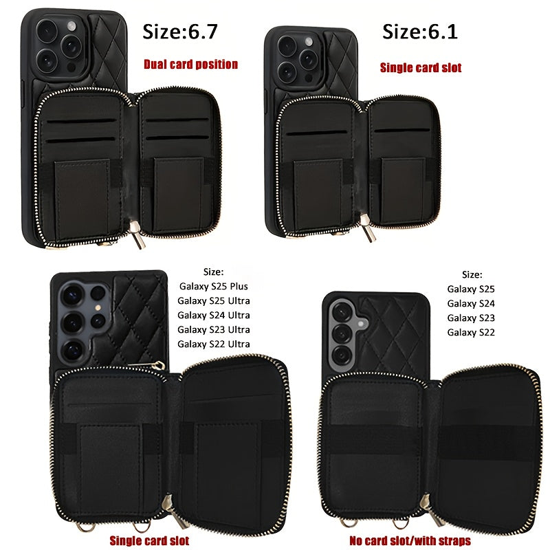 Etui de protection pour téléphone avec fermeture éclair en similicuir microfibre, IPHONE,SAMSUNG