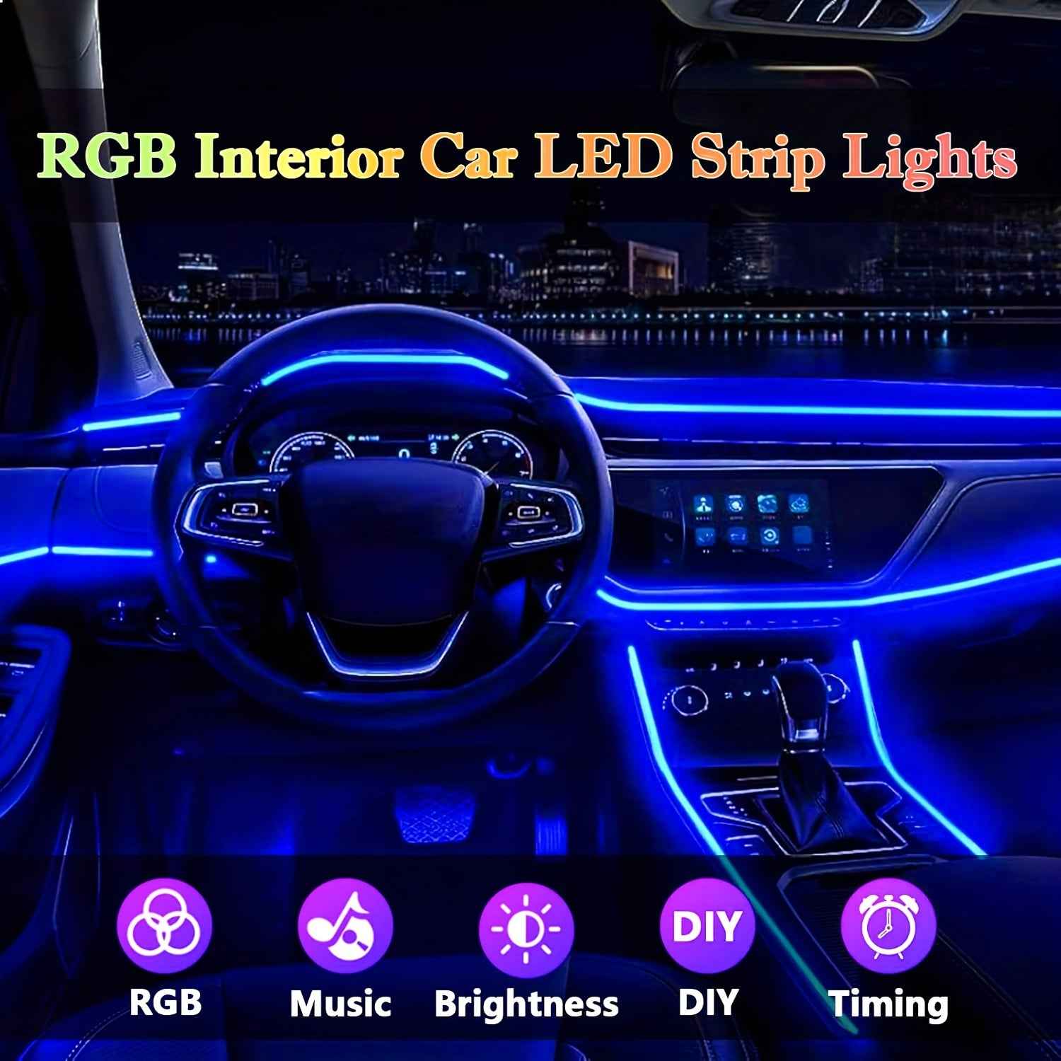 Nouvelles lumières d'ambiance LED RGB 2025 pour voiture avec synchronisation musicale par application