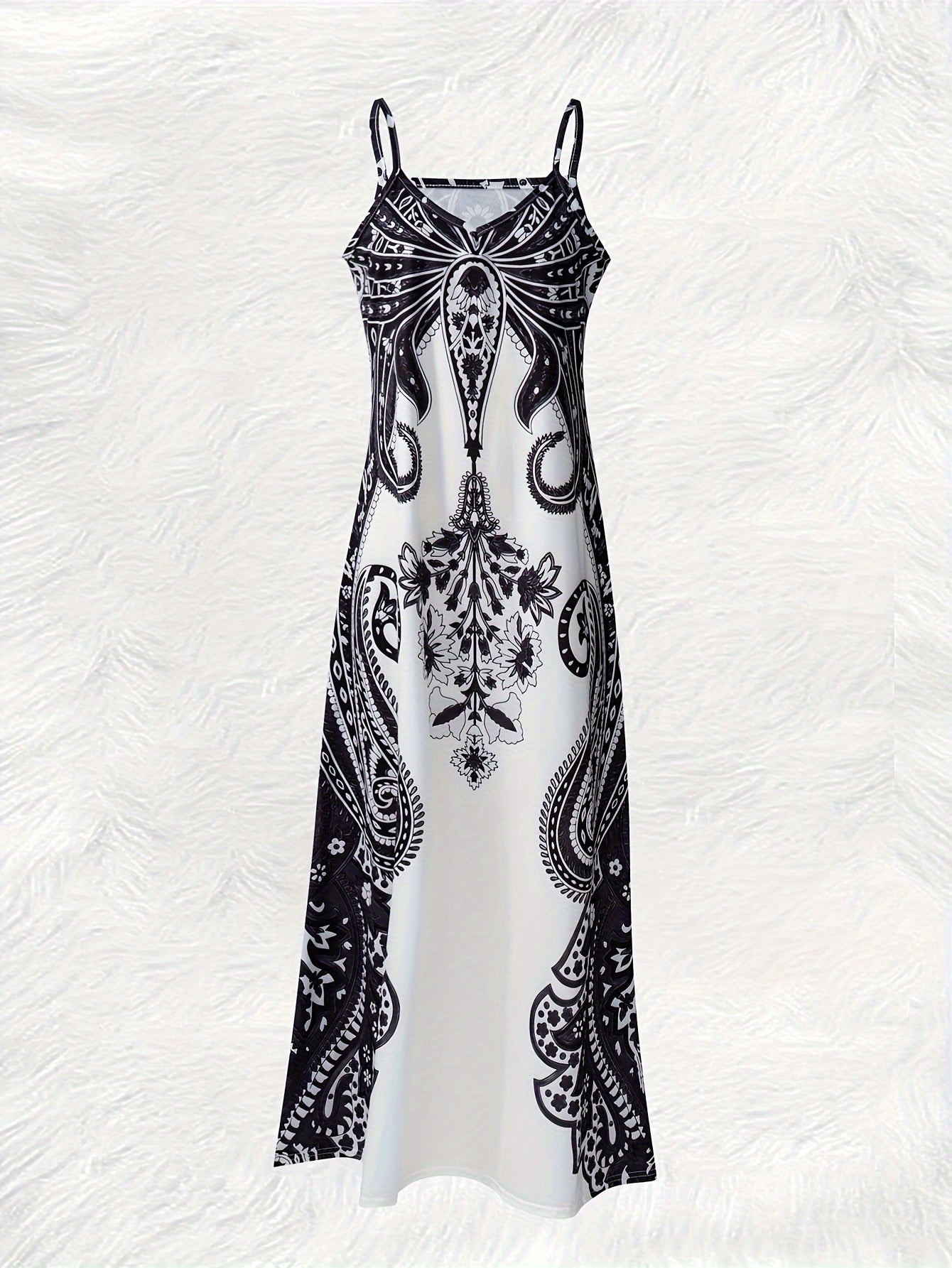 Robe camisole  imprimé floral et col en V, robe décontractée sans manches - Topdecheztop.fr