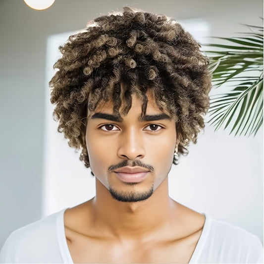 Perruque dreadlocks Saisity pour homme - Perruque synthétique courte afro