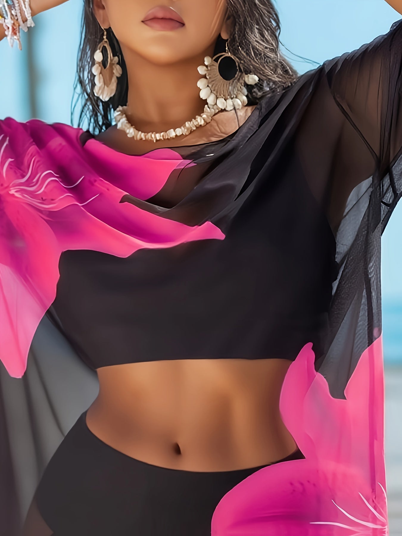 Paréo de plage léger et confortable à imprimé floral