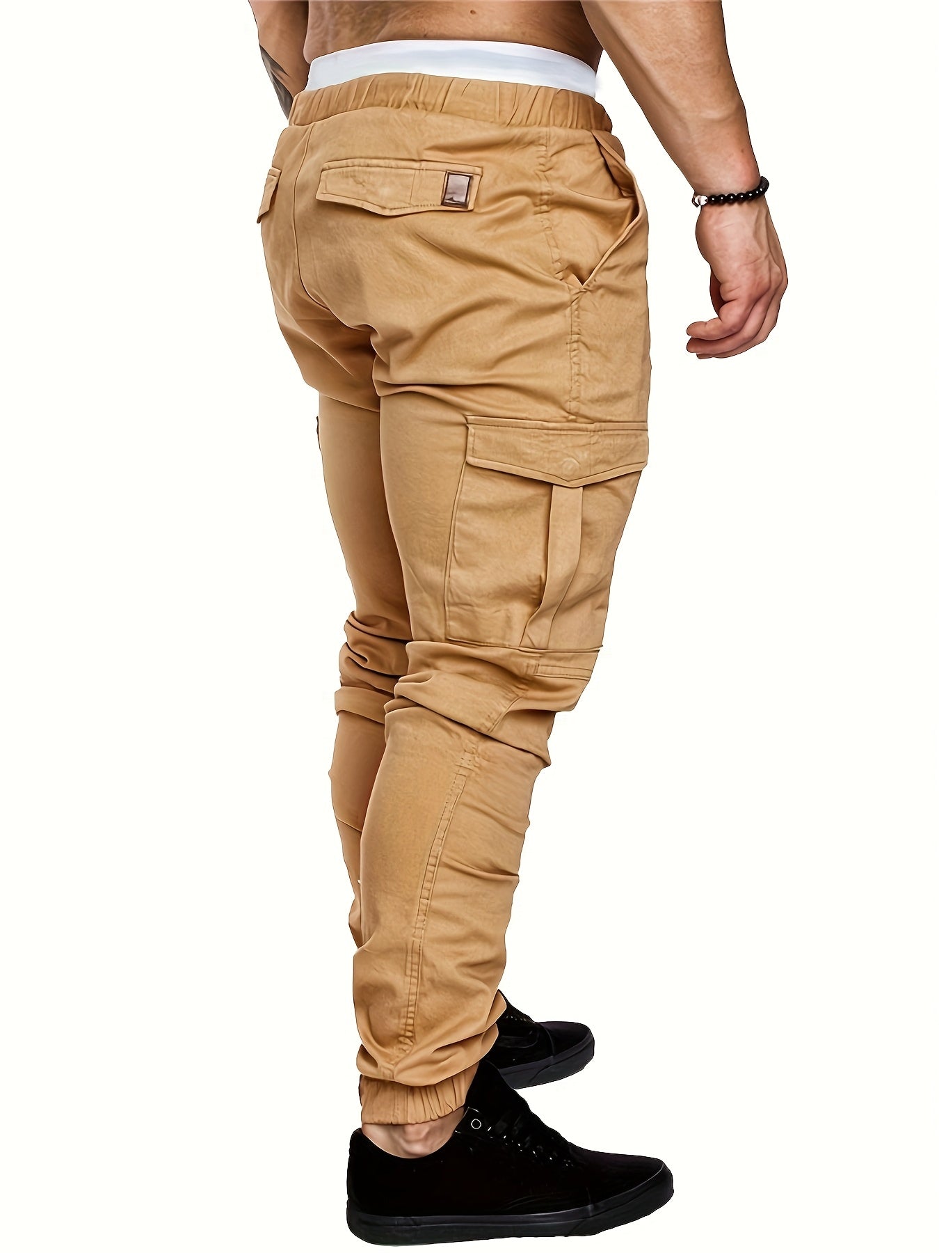 Pantalon cargo robuste pour homme avec design multi-poches, taille réglable