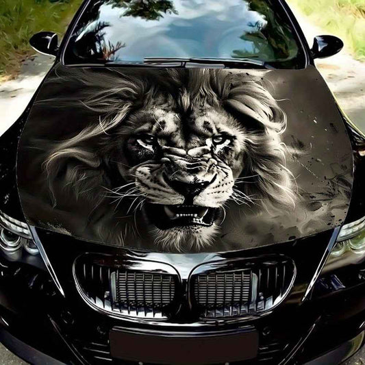 Realistic Lion Head Hood Decoration - Self-Adhesive Car, Motorcycle, Truck Hood Stickers - Easy Application & Removal, No Residue - Compatible with Most Vehicles - Bold Automotive Decoration - Perfect Gift for Car Enthusiasts