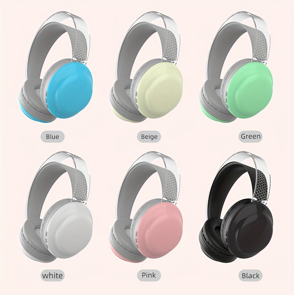 Casque sans fil léger 5.3 + EDR, casque circum-aural sans fil avec micro et lumières