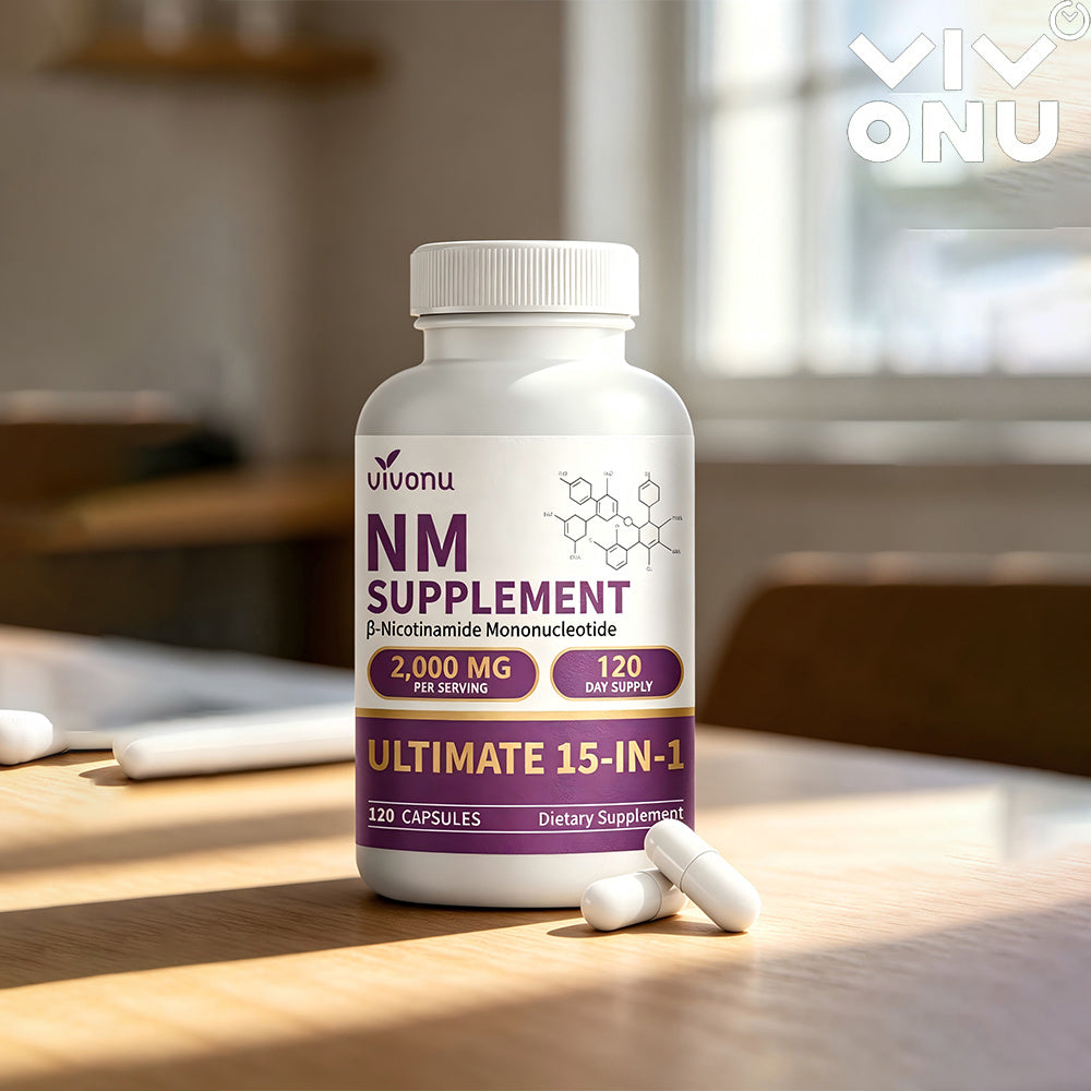 Complement Alimentaire NMN Liposome 15-en-1 1000mg Collagene NAD+ CoQ10 Resveratrol 120 Jours