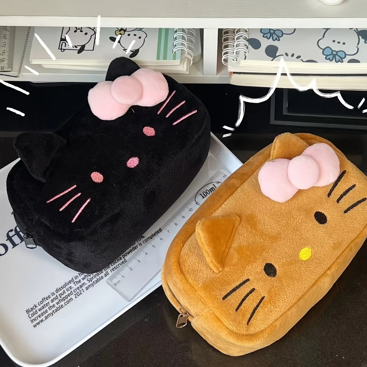 SANRIO Hello Kitty Plush Pencil Case - Cute Large Capacity Cartoon Stationery Organizer, Visually Appealing Makeup Bag for Girls - Topdecheztop.fr