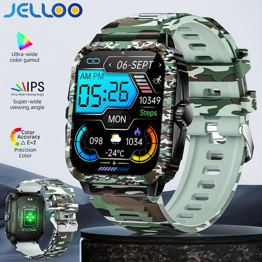 Montre connectée style camouflage JELLOO avec enregistrement d'exercice