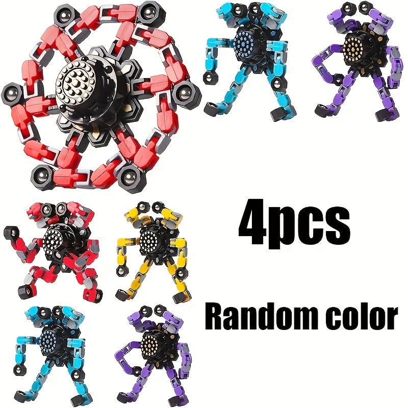 Robot transformable coloré en lot de 4 pièces | Toupie amusante