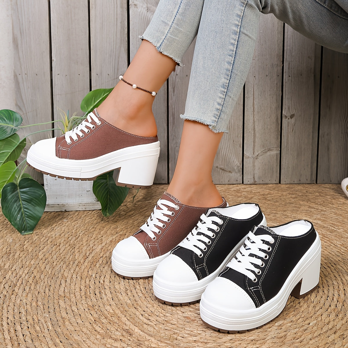 Mules confortables à lacets pour l'extérieur