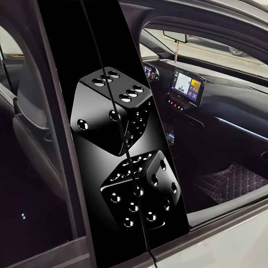2pcs Black Dice Car Stickers, Vinyl, Matte Finish, Easy to Apply, Residue-Free, Scratch-Resistant & Waterproof, Self-Adhesive, Suitable for Plastic and Metal Surfaces, Automotive Decoration, Glass Surface Decor