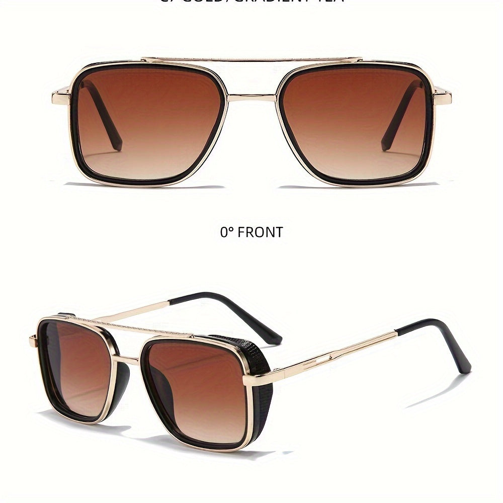 Lunettes carrées style hippie à monture métallique style punk rétro - Topdecheztop.fr