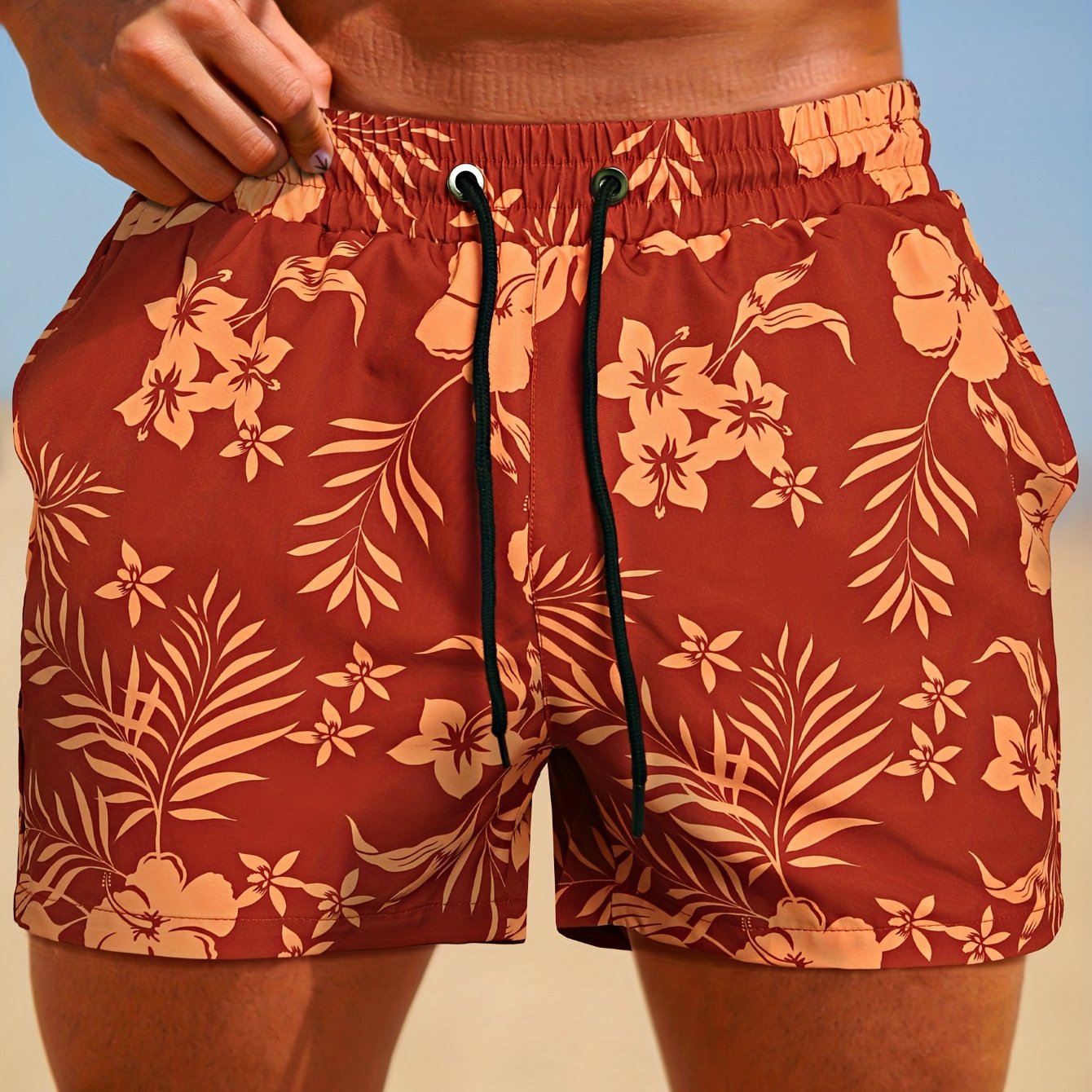 Short de bain élastique d'extérieur avec doublure en maille pour le surf, la plage