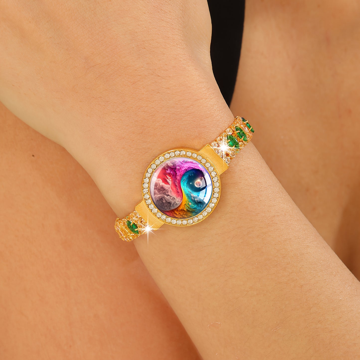 Bracelet  pour femme en zircone synthétique colorée (1 pièce), idéal pour offrir ou à porter au quotidien.